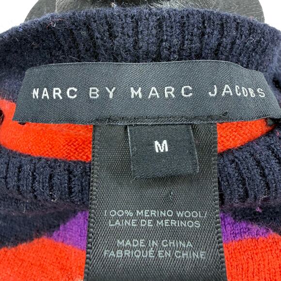 Marc by Marc Jacobs Merino Wool Sweater Womens M Geometric Colorblock Knit - Picture 7 of 7